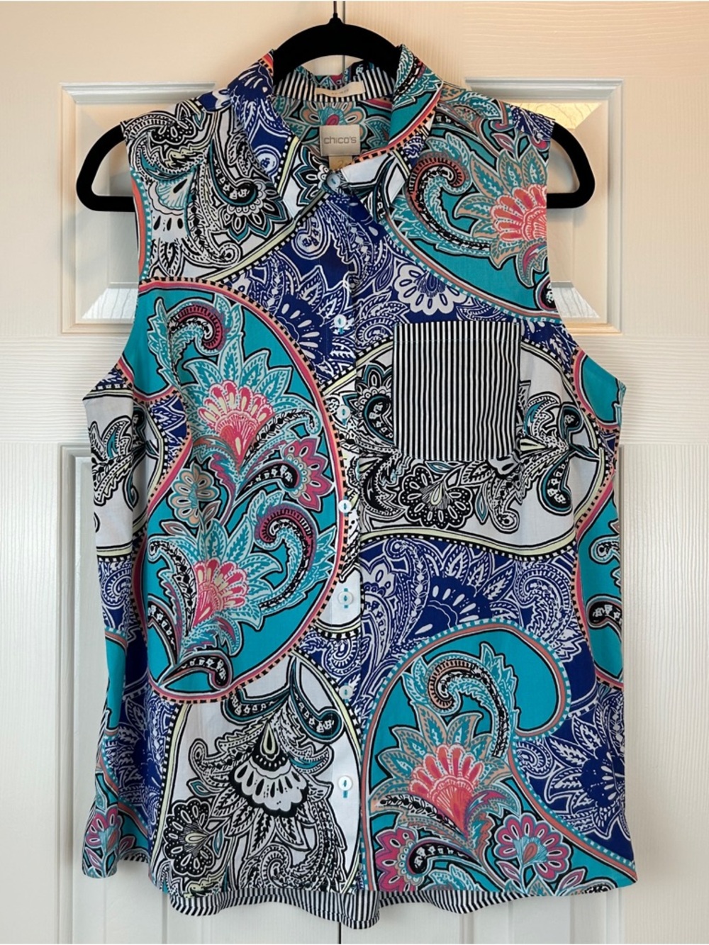 Chicos Paisley Button Down Tank Top